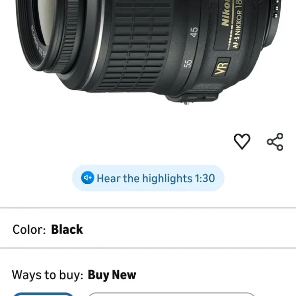 Nikon AF-S DX Nikkor 18-55mm f/3.5-5.6G VR Zoom Lens